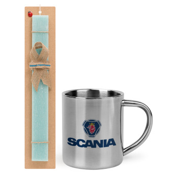 Scania, Πασχαλινό Σετ, μεταλλική κούπα θερμό (300ml) & πασχαλινή λαμπάδα αρωματική πλακέ (30cm) (ΤΙΡΚΟΥΑΖ)