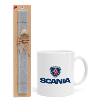 Scania, Easter Set, Ceramic Cup (330ml) & Easter aromatic flat candle (30cm) (GRAY)