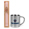 Easter Set, metallic thermal cup (300ml) & aromatic flat Easter candle (30cm) (PINK)