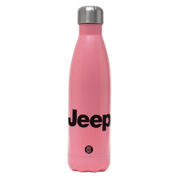 Jeep, Μεταλλικό παγούρι θερμός Ροζ Ματ (Stainless steel), διπλού τοιχώματος, 500ml