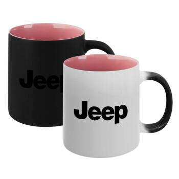 Jeep, Κούπα Μαγική εσωτερικό ΡΟΖ, κεραμική 330ml που αλλάζει χρώμα με το ζεστό ρόφημα (1 τεμάχιο)