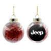 Transparent Christmas tree ball ornament with red filling 8cm