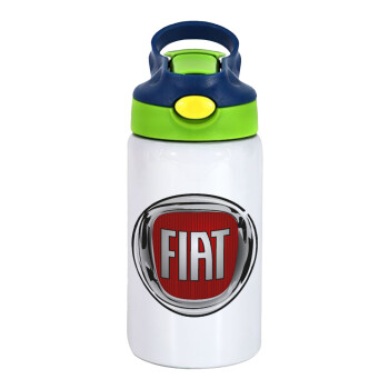 FIAT, Children's hot water bottle, stainless steel, with safety straw, green, blue (350ml)