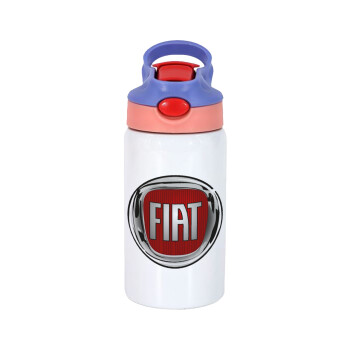 FIAT, Children's hot water bottle, stainless steel, with safety straw, pink/purple (350ml)