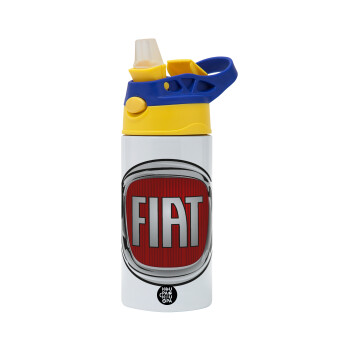 FIAT, Children's hot water bottle, stainless steel, with safety straw, green, blue (360ml) BPA FREE