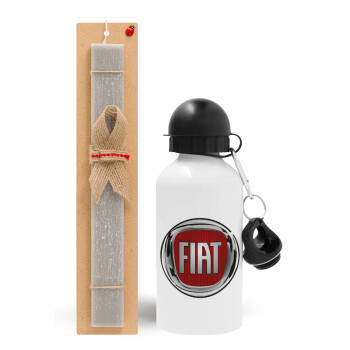 FIAT, Easter Set, metallic aluminum water bottle (500ml) & aromatic flat Easter candle (30cm) (GRAY)