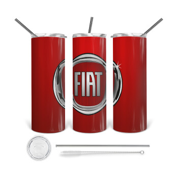 FIAT, 360 Eco friendly ποτήρι θερμό (tumbler) από ανοξείδωτο ατσάλι 600ml, με μεταλλικό καλαμάκι & βούρτσα καθαρισμού