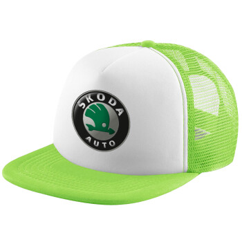 SKODA, Adult Soft Trucker Hat with Mesh GREEN/WHITE (POLYESTER, ADULT, ONE SIZE)