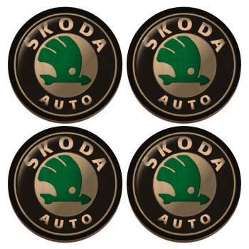 SKODA, ΣΕΤ x4 Σουβέρ ξύλινα στρογγυλά plywood (9cm)