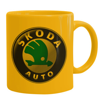 SKODA, Ceramic coffee mug yellow, 330ml (1pcs)