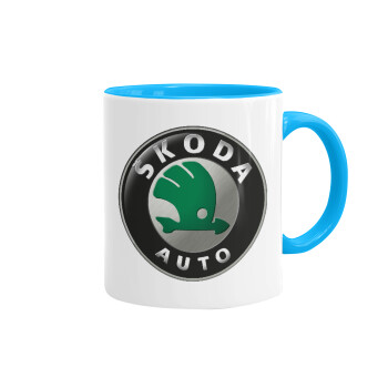 SKODA, Mug colored light blue, ceramic, 330ml