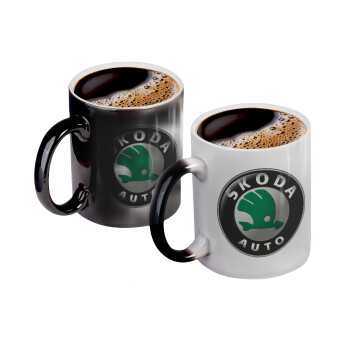 SKODA, Color changing magic Mug, ceramic, 330ml when adding hot liquid inside, the black colour desappears (1 pcs)