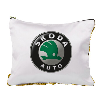 SKODA, Sequin Gold Pouch Cosmetic Bag