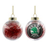 Transparent Christmas tree ball ornament with red filling 8cm