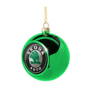 SKODA, Green Christmas tree ornament ball 8cm