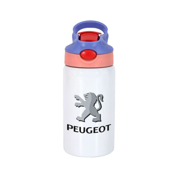 Peugeot, Children's hot water bottle, stainless steel, with safety straw, pink/purple (350ml)