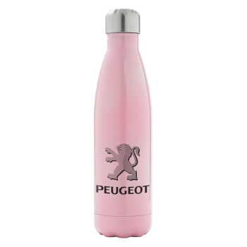 Peugeot, Metal mug thermos Pink Iridiscent (Stainless steel), double wall, 500ml