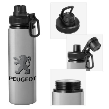 Peugeot, Metallic water bottle with safety cap, 850ml aluminum