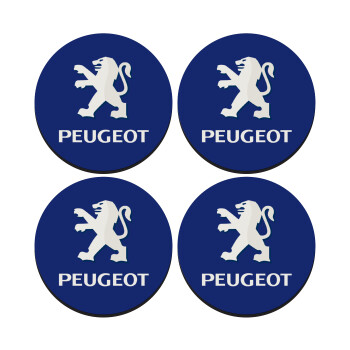 Peugeot, ΣΕΤ 4 Σουβέρ ξύλινα στρογγυλά (9cm)