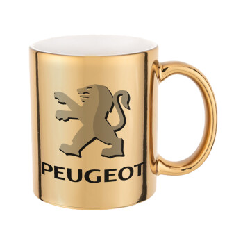 Peugeot, Mug ceramic, gold mirror, 330ml