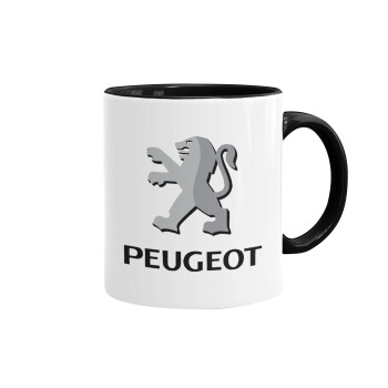 Peugeot, Κούπα χρωματιστή μαύρη, κεραμική, 330ml