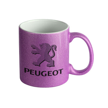 Peugeot, Κούπα Μωβ Glitter που γυαλίζει, κεραμική, 330ml