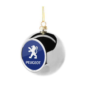 Peugeot, Silver 8cm Christmas tree ball ornament