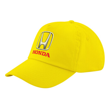 HONDA, Καπέλο παιδικό Baseball, 100% Βαμβακερό Twill, Κίτρινο (ΒΑΜΒΑΚΕΡΟ, ΠΑΙΔΙΚΟ, UNISEX, ONE SIZE)