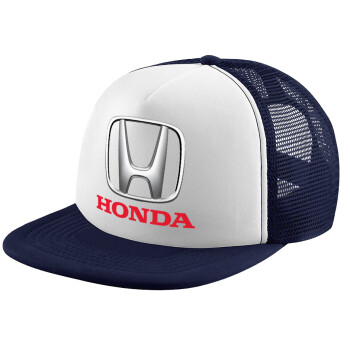 HONDA, Adult Soft Trucker Hat with Dark Blue/White Mesh (POLYESTER, ADULT, UNISEX, ONE SIZE)