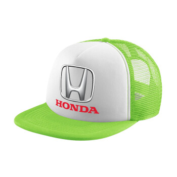 HONDA, Καπέλο παιδικό Soft Trucker με Δίχτυ ΠΡΑΣΙΝΟ/ΛΕΥΚΟ (POLYESTER, ΠΑΙΔΙΚΟ, ONE SIZE)