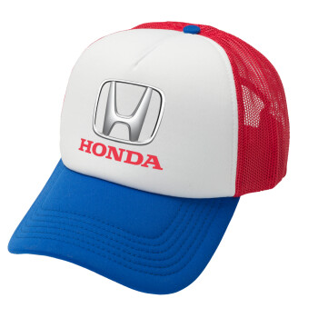 HONDA, Καπέλο Ενηλίκων Soft Trucker με Δίχτυ Red/Blue/White (POLYESTER, ΕΝΗΛΙΚΩΝ, UNISEX, ONE SIZE)