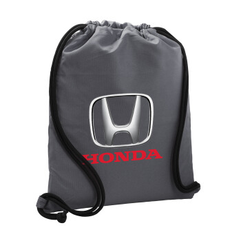 HONDA, Τσάντα πλάτης πουγκί GYMBAG ΓΚΡΙ, με τσέπη (40x48cm) & χονδρά κορδόνια