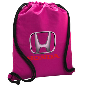 HONDA, Τσάντα πλάτης πουγκί GYMBAG Φούξια, με τσέπη (40x48cm) & χονδρά κορδόνια