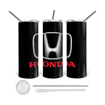 HONDA, Tumbler ποτήρι θερμό από ανοξείδωτο ατσάλι 600ml, με μεταλλικό καλαμάκι & βούρτσα καθαρισμού