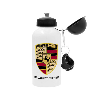 Porsche, Metal water bottle, White, aluminum 500ml