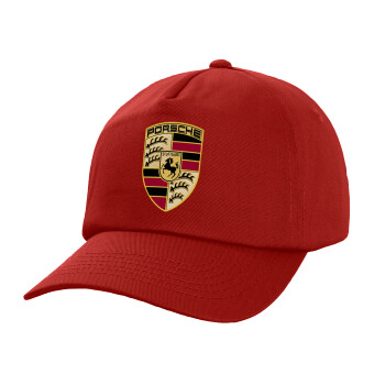 Porsche, Children's Baseball Cap, 100% Cotton Twill, Red (COTTON, CHILDREN'S, UNISEX, ONE SIZE)