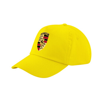 Porsche, Child's Baseball Cap, 100% Cotton Twill, Yellow (COTTON, CHILD, UNISEX, ONE SIZE)