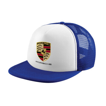 Porsche, Child's Soft Trucker Hat with Blue/White Mesh (POLYESTER, CHILD, ONE SIZE)