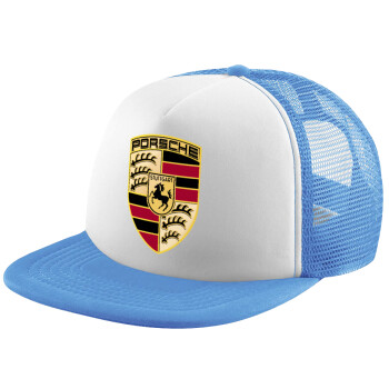 Porsche, Καπέλο παιδικό Soft Trucker με Δίχτυ ΓΑΛΑΖΙΟ/ΛΕΥΚΟ (POLYESTER, ΠΑΙΔΙΚΟ, ONE SIZE)