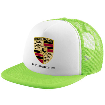 Porsche, Child's Soft Trucker Hat with Green/White Mesh (POLYESTER, CHILDREN'S, ONE SIZE)