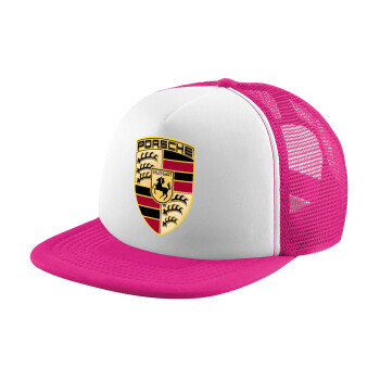 Porsche, Καπέλο Ενηλίκων Soft Trucker με Δίχτυ Pink/White (POLYESTER, ΕΝΗΛΙΚΩΝ, UNISEX, ONE SIZE)