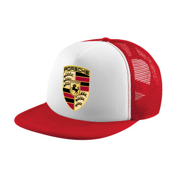 Porsche, Καπέλο παιδικό Soft Trucker με Δίχτυ ΚΟΚΚΙΝΟ/ΛΕΥΚΟ (POLYESTER, ΠΑΙΔΙΚΟ, ONE SIZE)