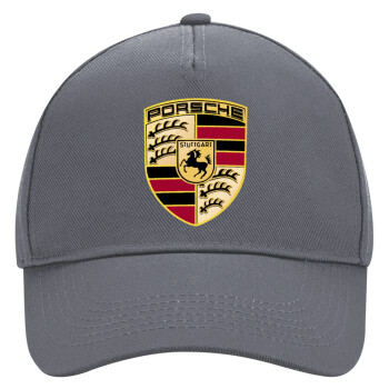 Porsche, Ultimate Adult Hat Grey, (100% COTTON DRILL, ADULT, UNISEX, ONE SIZE)