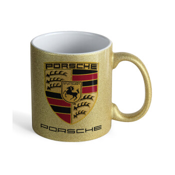 Porsche, Κούπα Χρυσή Glitter που γυαλίζει, κεραμική, 330ml