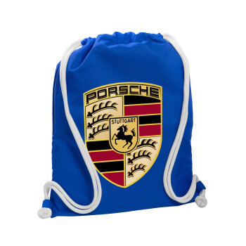 Porsche, Backpack pouch GYMBAG Blue, with pocket (40x48cm) & thick cords