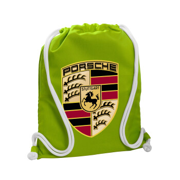 Porsche, Backpack bag GYMBAG LIME GREEN, with pocket (40x48cm) & thick cords