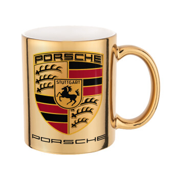 Porsche, Mug ceramic, gold mirror, 330ml