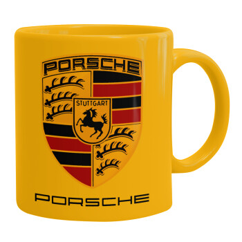 Porsche, Ceramic coffee mug yellow, 330ml (1pcs)
