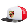 Adult Foam Flat Snapback with Mesh Black-White-Red (POLYESTER, ADULT, UNISEX, ONE SIZE)