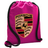 Backpack pouch GYMBAG Fuchsia, with pocket (40x48cm) & thick cords